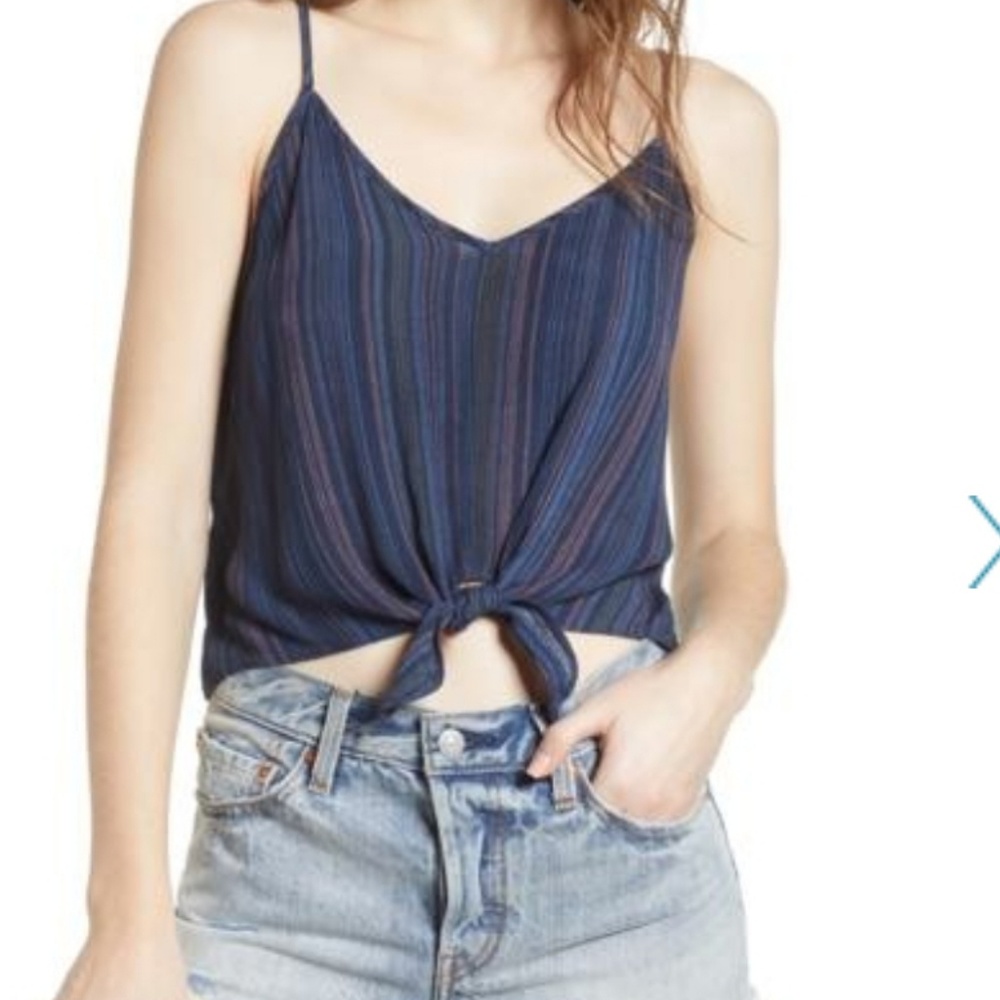 Ten Sixty Sherman Tie Front Tank Navy Stripe
